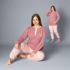 Pijama de dama batal din bumbac 100% – Confort si stil pentru nopti linistite | COD 8562-PJ