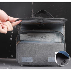 Geanta cosmetice voiaj, Flippy, material panza, impermeabil, 3 compartimente, cu agatatoare, Gri, 47 x 28 x 20   cm