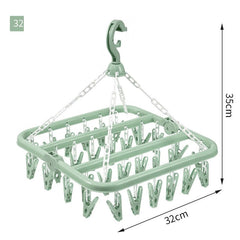 Uscator de rufe Flippy, 32 de cleme, Plastic, Pliabil, rotire 360 grade, 32x32 cm, Verde