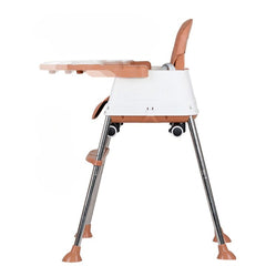 Scaun de Masa Pliabil 3in1, Flippy, Reglabil, Multifunctional, 3 Pozitii, Masuta si Husa Detasabile, Roti, Centura de Siguranta, Ajustare Inaltime, Maro