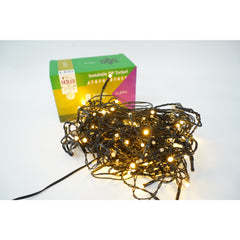 Sectiune Instalatie de Craciun, Flippy®, Tip Turturi, Fara Alimentator, 5m, 143 LED-uri, 8 Jocuri de Lumini, Fir Negru, Lumina Alb Cald, IP44, Interconectabila