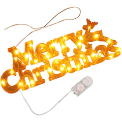 Instalatie LED de Craciun, Flippy, Litere 3D, Merry Christmas, Lumina Calda, 27.5 x 10.5 x 1.4 cm, Galben