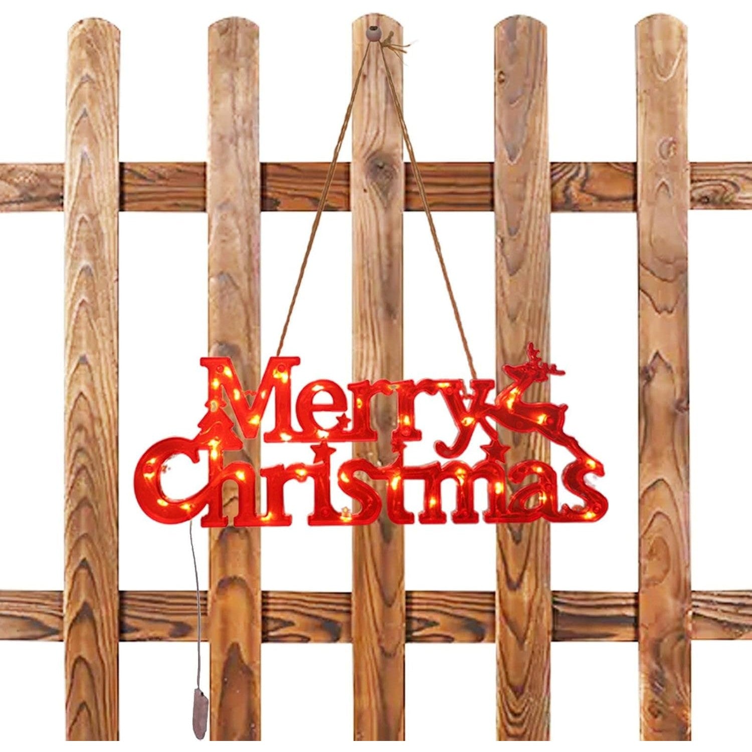 Instalatie LED de Craciun, Flippy, Litere 3D, Merry Christmas, Lumina Calda, 27.5 x 10.5 x 1.4 cm, Rosu