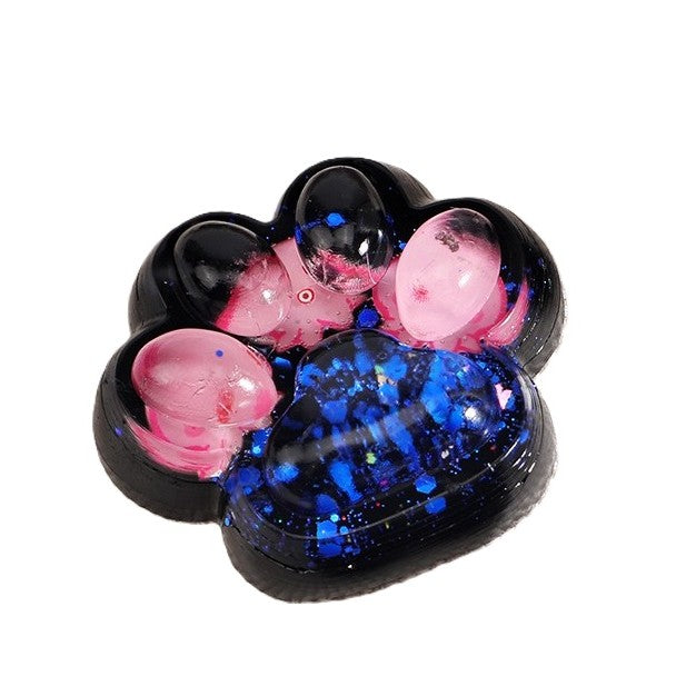 Jucarie Antistres Squishy, Flippy, cu Revenire Lenta, Squeeze Pinch Family, Model Cat Paw, 6.5 x 6 cm, din Tpr, 4-6 Ani, Model 5 Meduze, Negru cu Insertii