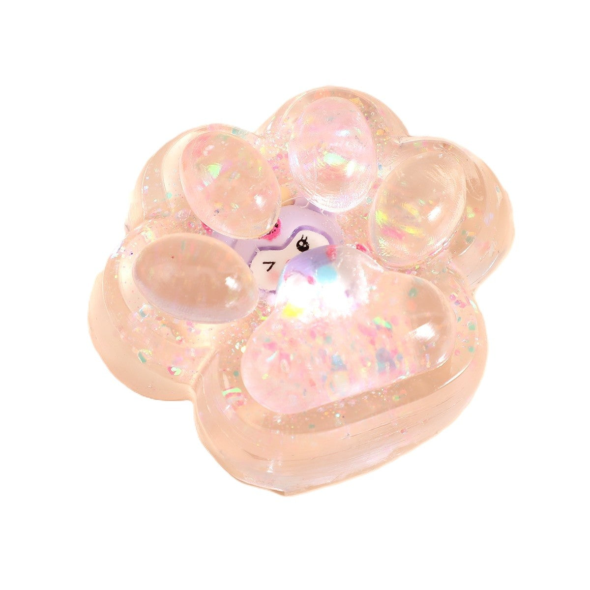 Jucarie Antistres Squishy, Flippy, cu Revenire Lenta, Squeeze Pinch Family, Model Cat Paw, 6.5 x 7 cm, din Tpr, 4-6 Ani, Model 1 Figurina, Transparent