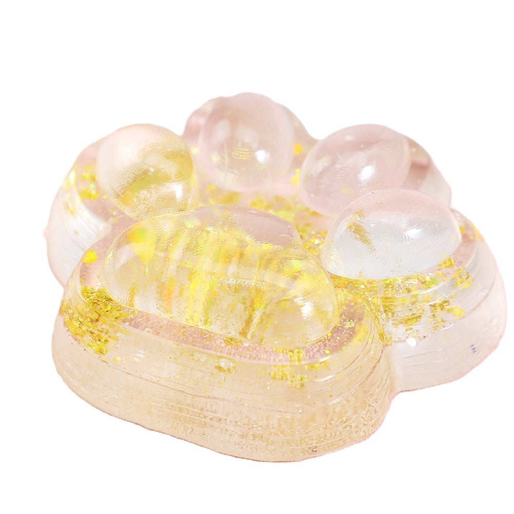 Jucarie Antistres Squishy, Flippy, cu Revenire Lenta, Squeeze Pinch Family, Model Cat Paw, 6.5 x 7 cm, din Tpr, 4-6 Ani, Model 2 Flori, Transparent