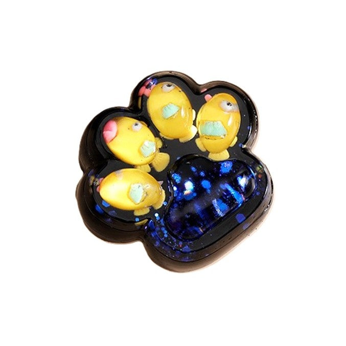 Jucarie Antistres Squishy, Flippy, cu Revenire Lenta, Squeeze Pinch Family, Model Cat Paw, 6.5 x 6 cm, din Tpr, 4-6 Ani, Model 1 Pestisori, Negru cu Insertii