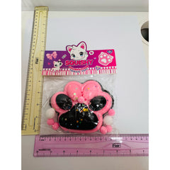 Jucarie Antistres Squishy, Flippy, cu Revenire Lenta, Model Labuta de Pisica, cu Stelute, 12 cm, 220g, Pinch Family, Ambalaj Transparent, Roz Negru