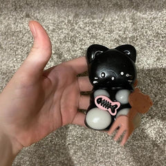 Jucarie Antistres Squishy, Flippy, cu Revenire Lenta, Squeeze Pinch Family, Model Pisicuta, 10cm x6cm Ambalaj Transparent, 70 gr, Negru