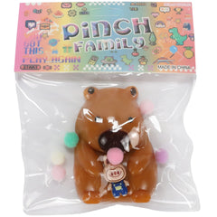 Jucarie Antistres Squishy, Flippy, cu Revenire Lenta, Squeeze Pinch Family, Model Urs, Ambalaj Transparent, 4.5 x 7.2 cm, Maro