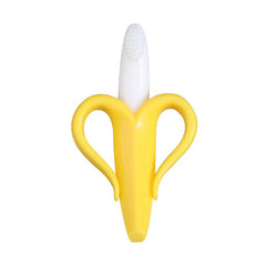 Jucarie dentitie bebelusi Flippy, banana, cu manere de prindere, material silicon non-toxic, fara miros, 10.5x5.9 cm, galben