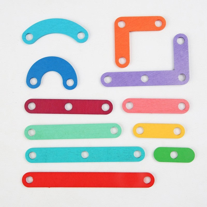 Jucarie Montessori Pegboard, Flippy, din Lemn, Tip Puzzle, Forme, Litere, Educativ, 17.8 x 17.8 x 1.5 cm, Multicolor