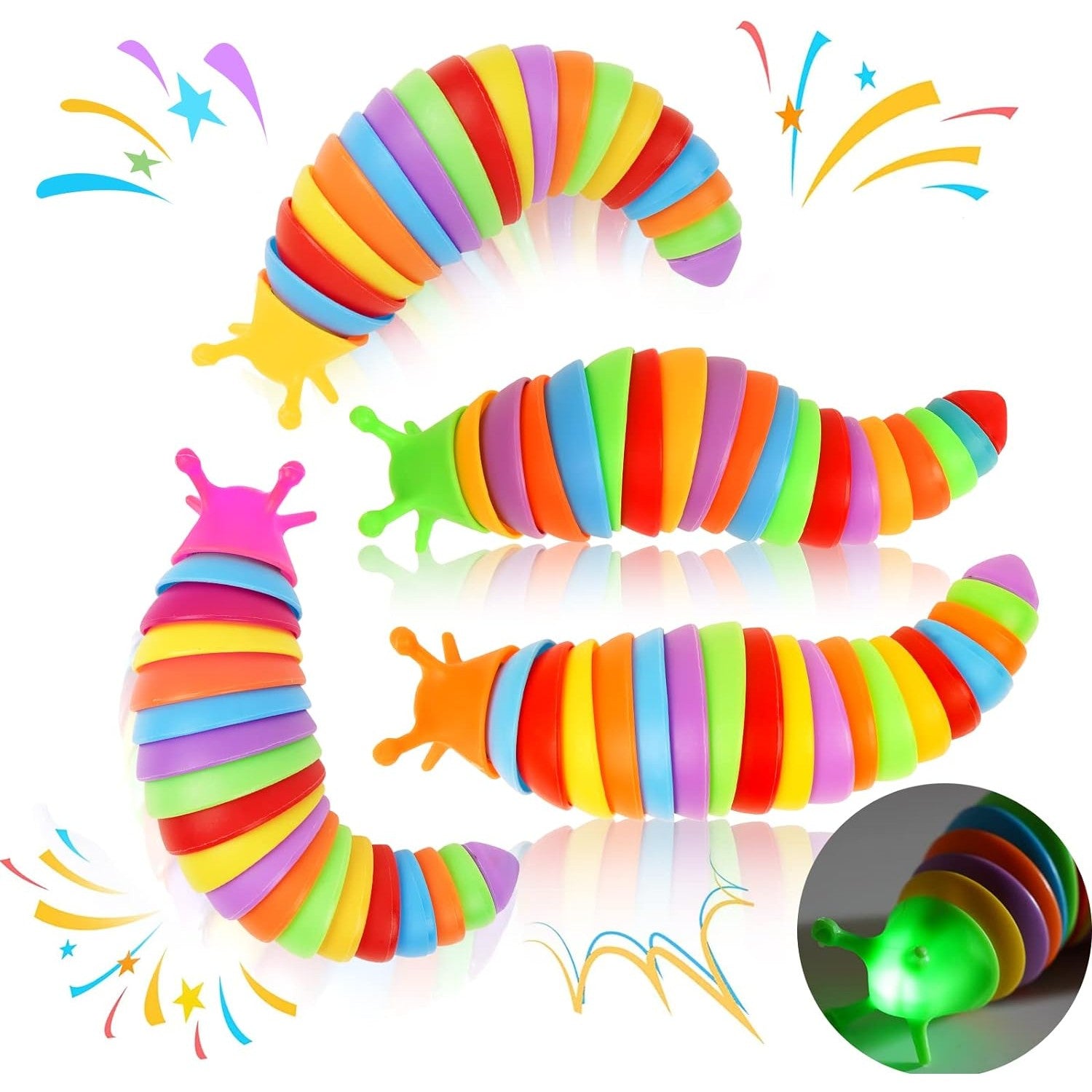 Jucarie Senzoriala Antistres, Flippy, Fidget Toys, Omida Curcubeu, 18.6 cm, Functie de Luminat, +3 Ani, Multicolor