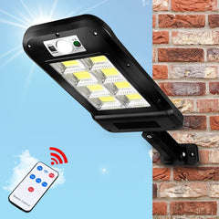 Lampa Solara De Exterior LED Flippy, 36 cm x 11.5 cm, kit montare inclus, 2880 Lumeni 120 COB LED 24 W - echivalent 192 W bec incadescent, IP65, Senzor de Miscare, 3 moduri de iluminare, Senzor de Lumina, 12 Grile, Alb Rece
