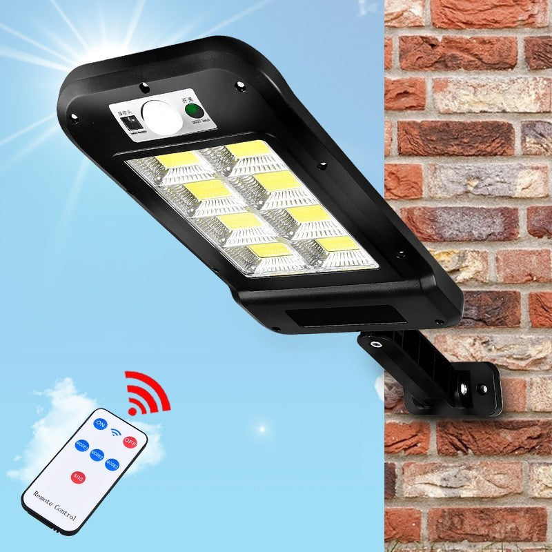 Lampa Solara De Exterior LED Flippy, 23 cm x 11.5 cm, 3072 Lumeni 128 COB LED 25.6 W - echivalent 205 W bec incadescent, IP65, Senzor de Miscare, Senzor de Lumina, 4 Grile, Alb Rece