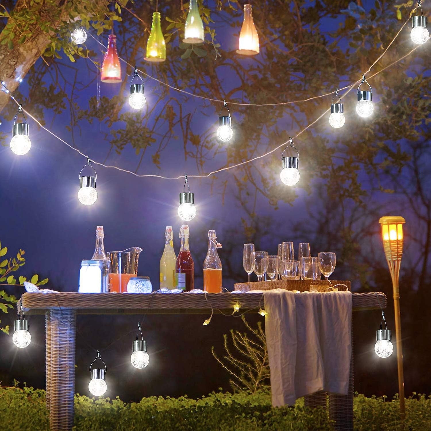 Lampa Solara Flippy, LED, Tip Candelabru Mic, Cu Bila Din Sticla Crapata, Exterioara, Impermeabila, Iluminare 6-12 H, Alb