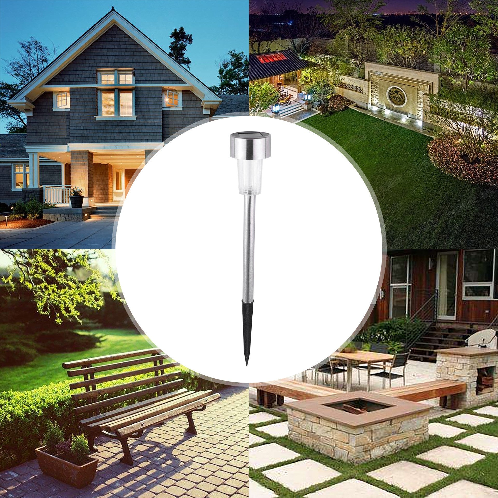 Lampa solara Led decorativa pentru gradina, Argintie, Flippy, Lumina Multicolor