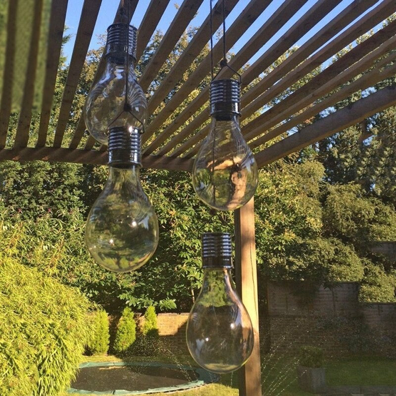 Lampa Solara LED Decorativa sub forma de Bulb, pentru exterior, suspendata, IP65, Ultron Transparent, lumina calda, Flippy