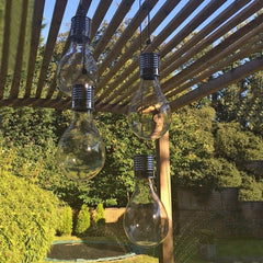 Lampa Solara LED Decorativa sub forma de Bulb, pentru exterior, suspendata, IP65, Ultron Transparent, lumina calda, Flippy