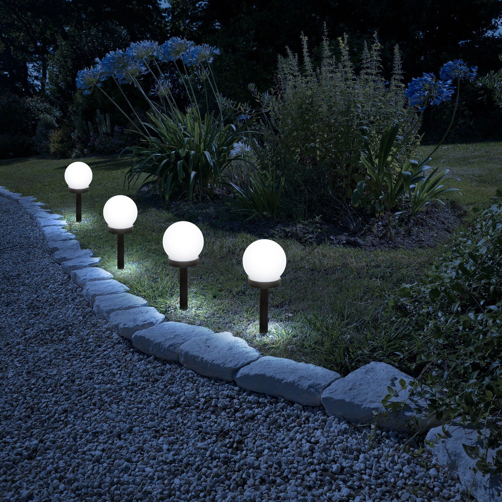 Set 2 Lampi Solare LED, Sferice, Tip Glob Flippy, Diametru 10 cm, Alb rece