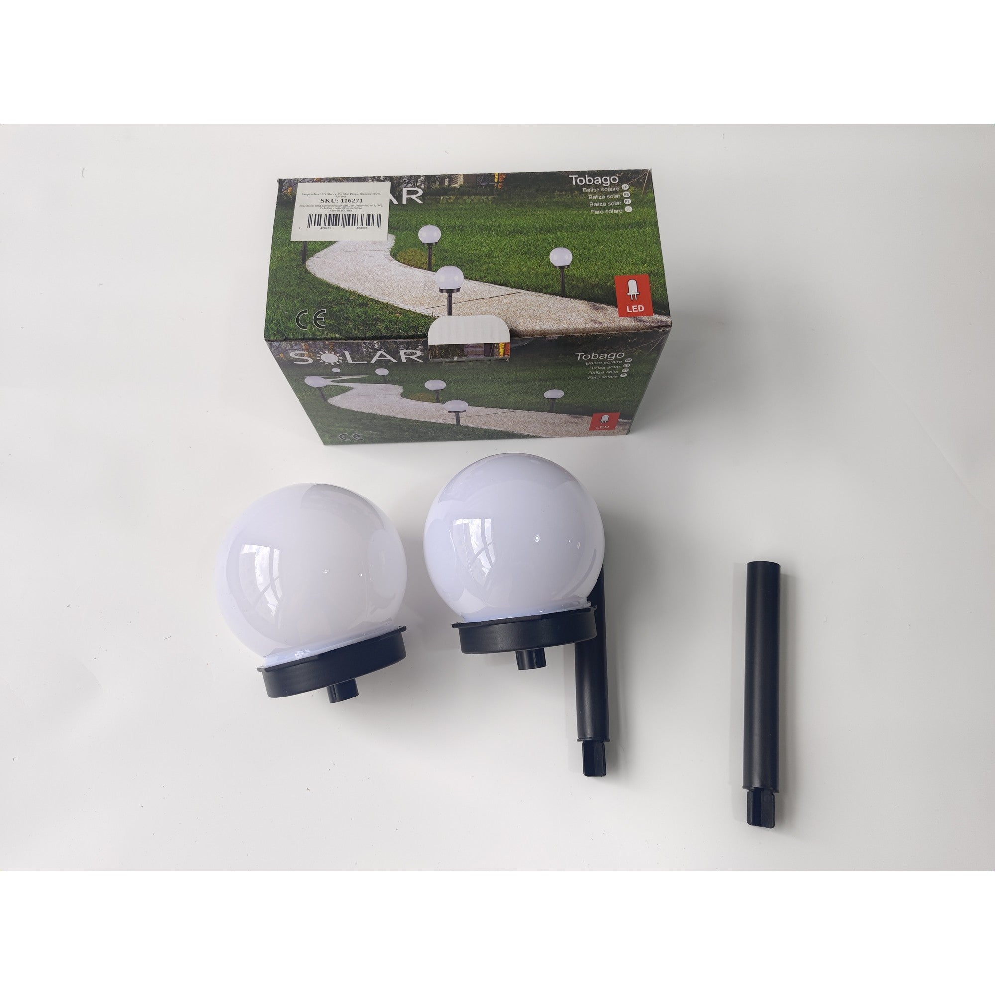 Set 2 Lampi Solare LED, Sferice, Tip Glob Flippy, Diametru 10 cm, Alb rece