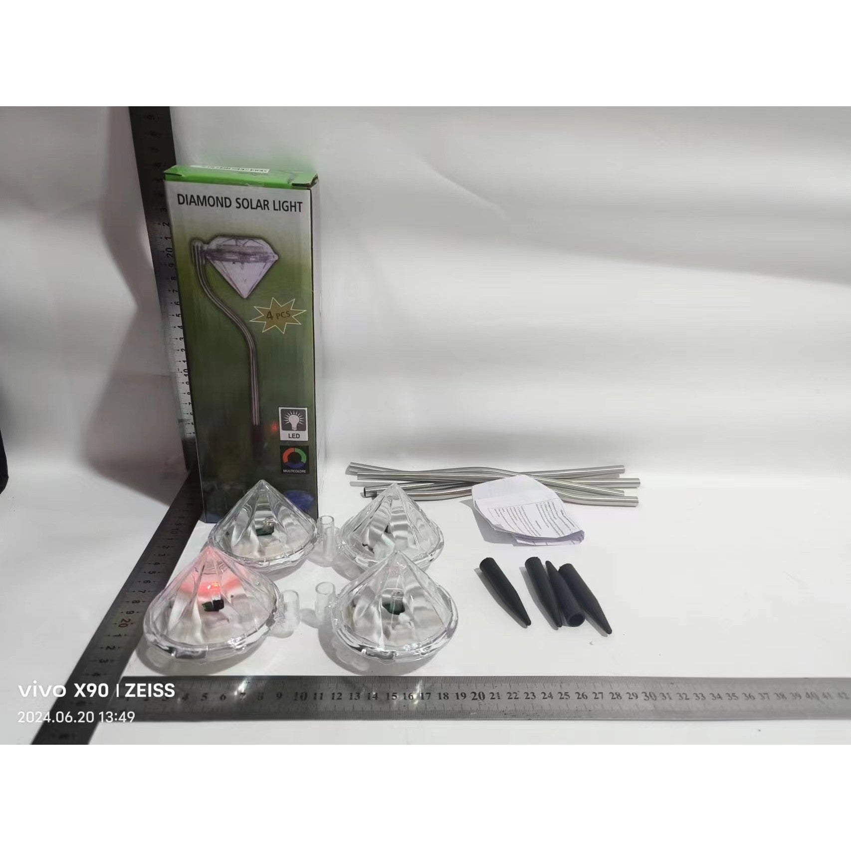 Lampa solara LED tip Diamant pentru gradina Flippy, inaltime 30 cm, 2V, ABS, 600mAh, multicolor