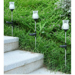 Lampa solara LED tip Lalea pentru gradina Flippy, inaltime 55 cm,  material sticla si ABS, 2V, ABS, 600mAh, alb cald