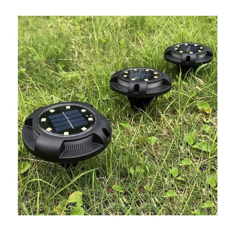 Lampa solara LED tip spot pentru gradina Flippy, cu 4 leduri laterale multicolore si 8 leduri principale alb rece, IP65, material ABS, baterie 2V, 700 mah, 11x13.5 cm, multicolor