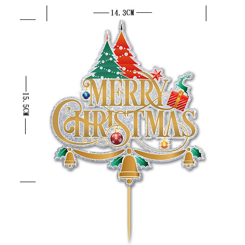 Set Toppere pentru Tort si Prajituri, Flippy, Tematica Craciun, Model Mare Scris Merry Christmas 15.5x14.3 cm, 6 Toppere Mici Modele Variate 5x5 cm, Multicolor