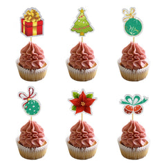 Set Toppere pentru Tort si Prajituri, Flippy, Tematica Craciun, Model Mare Scris Merry Christmas 15.5x14.3 cm, 6 Toppere Mici Modele Variate 5x5 cm, Multicolor