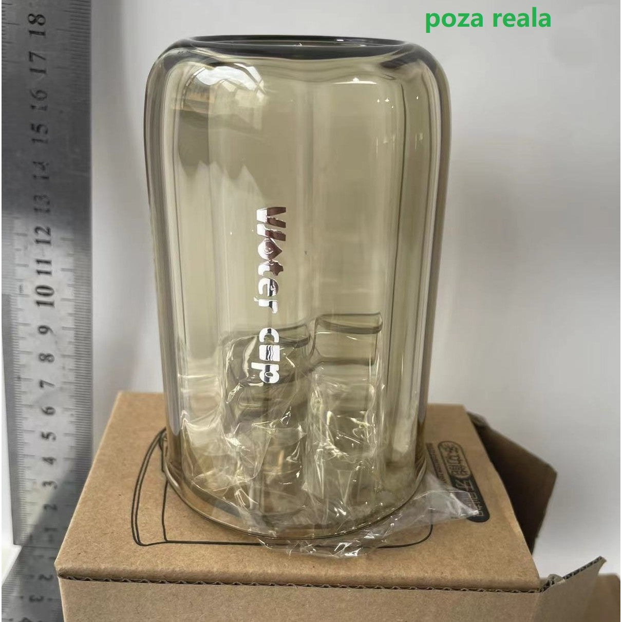 Suport Multifunctional 2 in 1, Pahar si Suport pentru Periuta de Dinti, Flippy, Plastic, Dimensiune: 10.4 x 7.3 x 7.3 cm, Maro Galbui