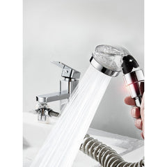 Set Extensie de Dus, Flippy, pentru Baterie Baie sau Bucatarie, 4 Piese, Filtru de Ioni Negativi, Furtun Flexibil de 1.5 Metri, Argintiu