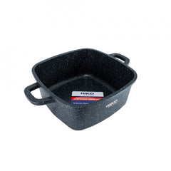 Oala aluminiu marmurat, diametru 20cm, capacitate 2.8L, culoare negru, capac de sticla, cod 4401