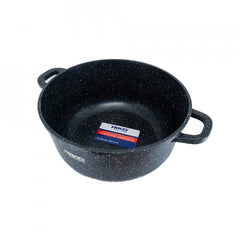 Oala aluminiu marmurat, diametru 24cm, capacitate 4.5L, culoare negru, capac de sticla, cod 4406