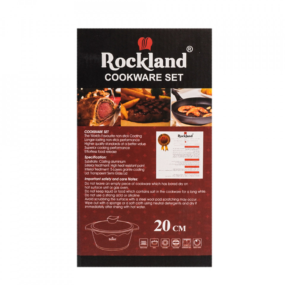 Oala din Granit cu capac 20 cm , Rockland DT20-BR