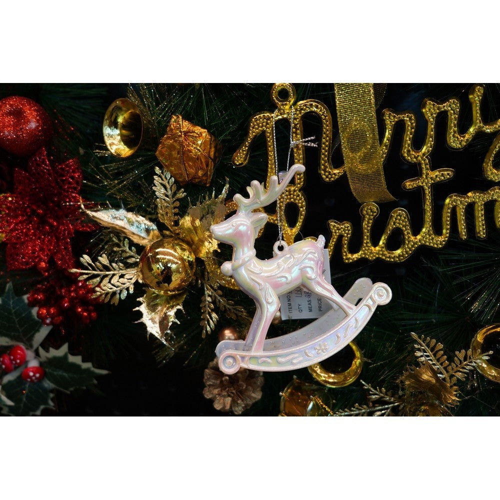 Ornament brad de Craciun, Perlat, in forma de Ren, 11 cm x 11 cm, Plastic, Flippy