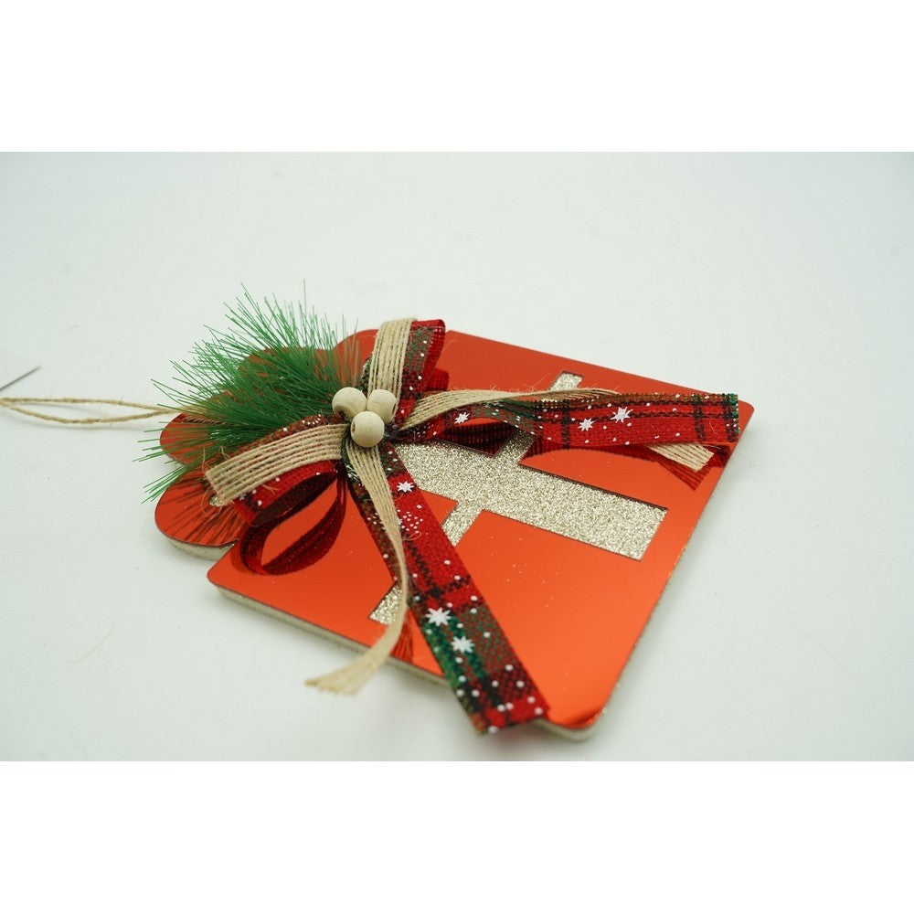 Ornament brad, Flippy, Cadou, Rosu, Lucios, 15*15CM, Acril, Interior/ Exterior