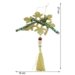 Ornament brad, Flippy, Fulg de nea, Auriu, Lucios, 15*27CM, Acril, Interior/ Exterior