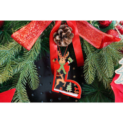 Ornament de brad cerb, Flippy, multicolor, lemn, 10 cm