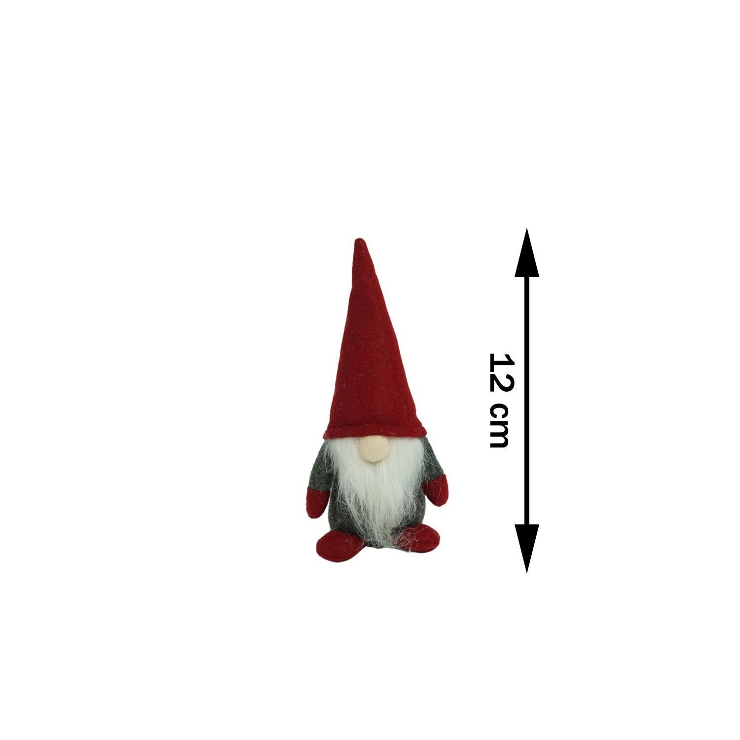 Ornament de Craciun spiridus, Flippy, gri/rosu, textil, 12 cm