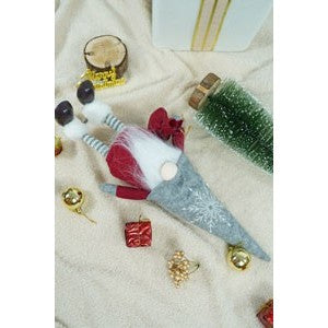 Ornament de Craciun spiridus, Flippy, rosu/alb, textil, 42 cm