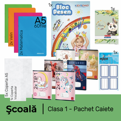 Pachet rechizite scoala clasa 1, PACHET CAIETE, universal, 17 piese