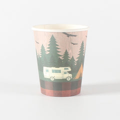 Set 10 Pahare, Flippy, Imprimeu Camping, din Carton, 250 - 300 ml, 7.5 x 8.4 x 5.3 cm, Multicolor