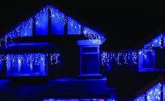 Perdea franjuri de exterior , Led-uri, Lumina rece si Albastra, 5m L, Interconectabila cu joc de lumini, fir verde, BL-360G-WB