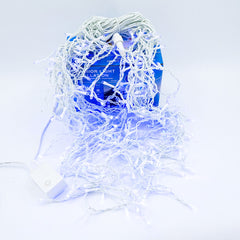 Perdea franjuri de exterior, Led-uri, Lumina rece si Albastra, 5m L, Interconectabila cu joc de lumini, fir alb, BL-360W-WB