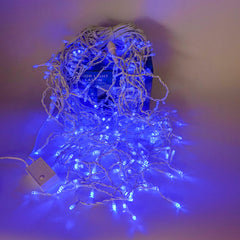Perdea franjuri de exterior, Led-uri, Lumina rece si Albastra, 5m L, Interconectabila cu joc de lumini, fir alb, BL-360W-WB