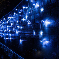 Perdea franjuri lumini de exterior 360 Led-uri, Lumina Alb Rece, 5m L, Interconectabila cu joc de lumini, fir verde, BL-360G-W