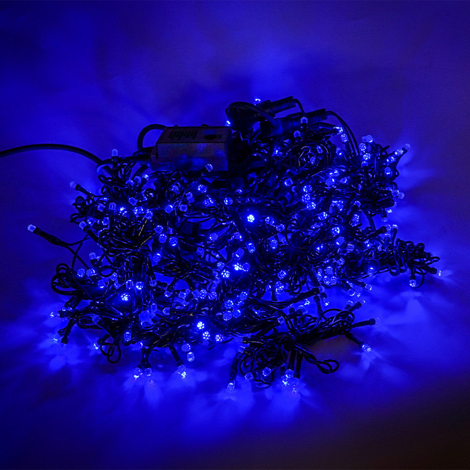 Perdea Lumini de exterior, 3m x 2m, 400 Led Albastru, interconectabila, culoare verde inchis, SW-400G-B