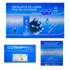 Perdea Lumini de exterior, 3m x 2m, 400 Led Lumina Calda cu Albastru, interconectabila, SW-400W-CLD-B