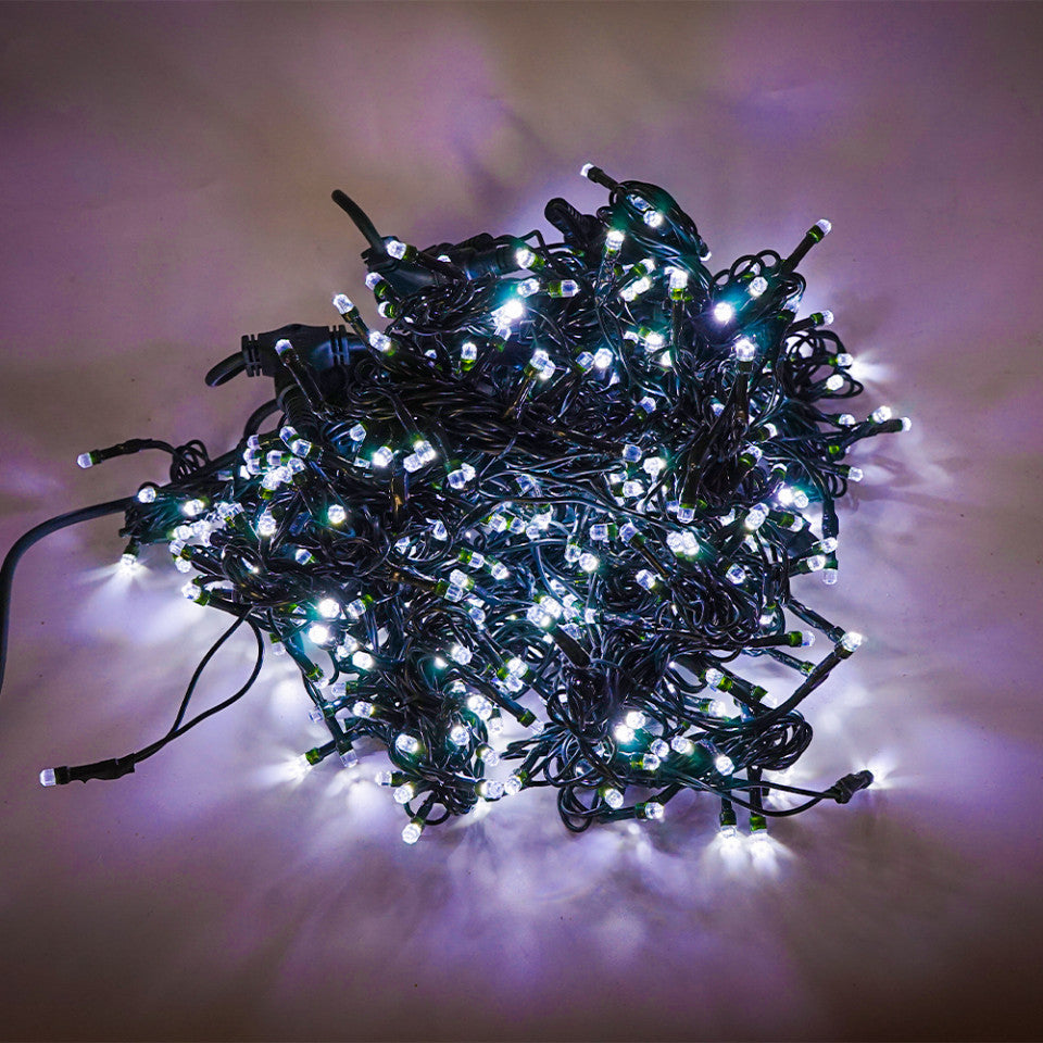 Perdea Lumini de exterior, 3m x 2m, 400 Led Lumina Rece, interconectabila, fir verde inchis, 400G-W